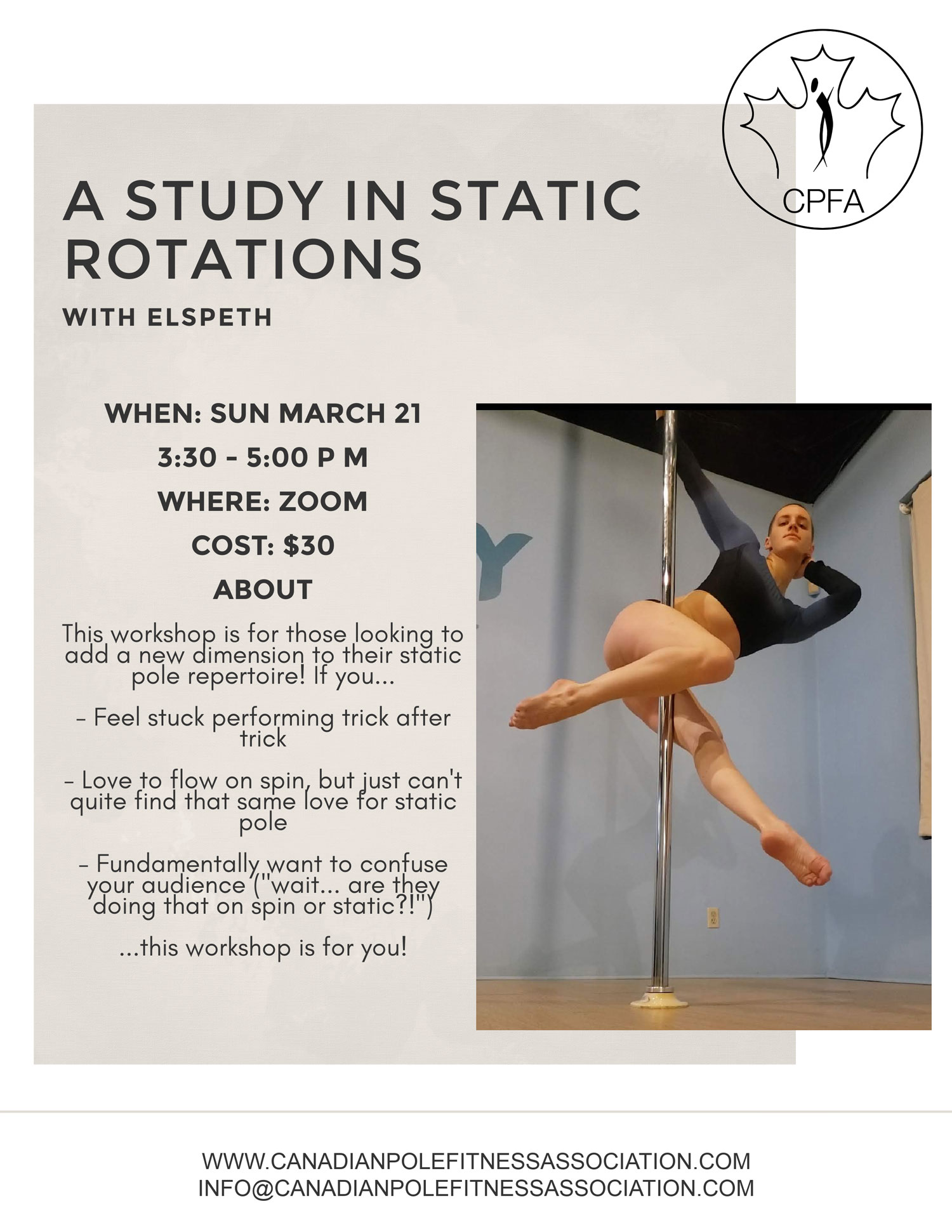 Static Rotations  Canadian Pole Fitness Association